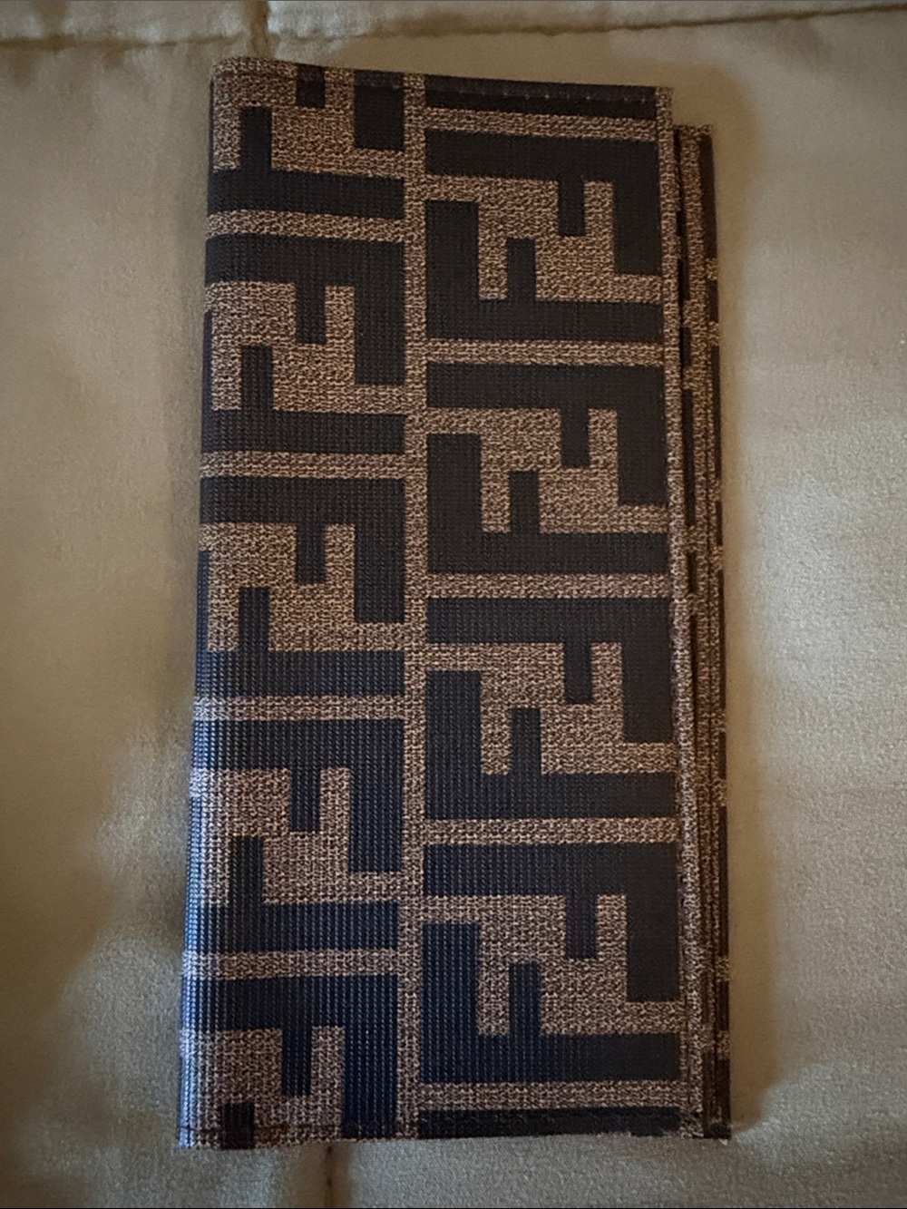 Fendi FF Logo Long Wallet in Brown and Black